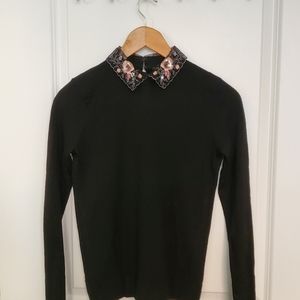 Club Monaco Joannah Embroidered Collar Sweater